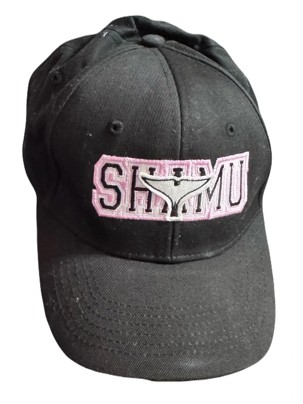 Vintage SeaWorld Shamu Youth Hat Black Pink Whale Tail Velcro Adjustable Cap